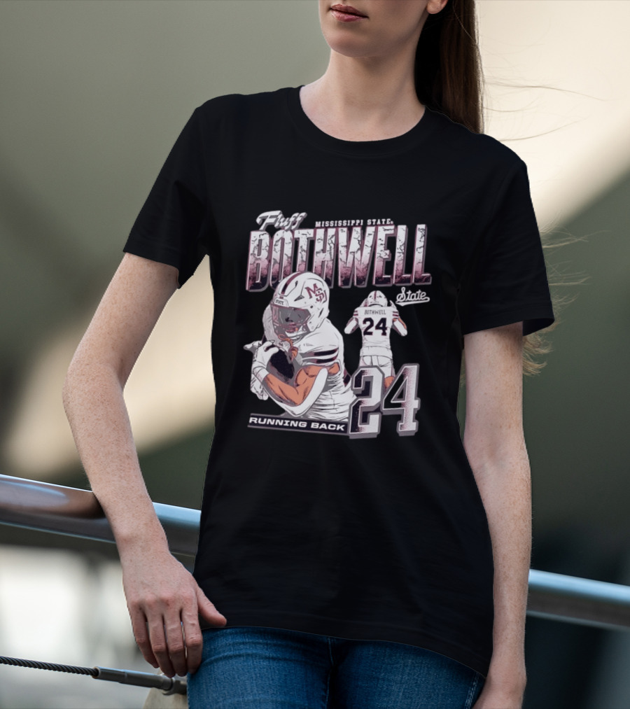 Fluff Bothwell No 24 Mississippi State Running Back T-Shirt