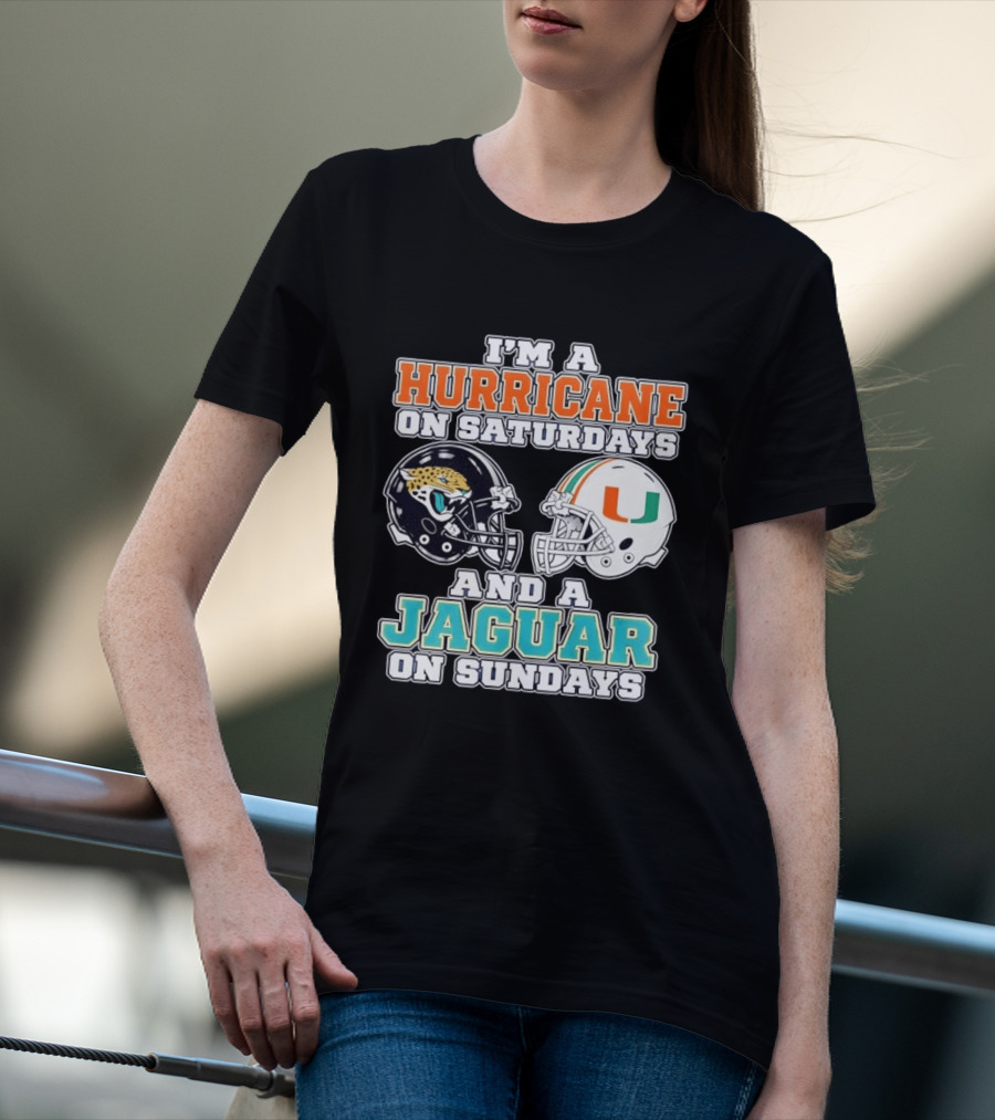 Hurricane Saturdays Jaguar Sundays Football Helmets T-Shirt