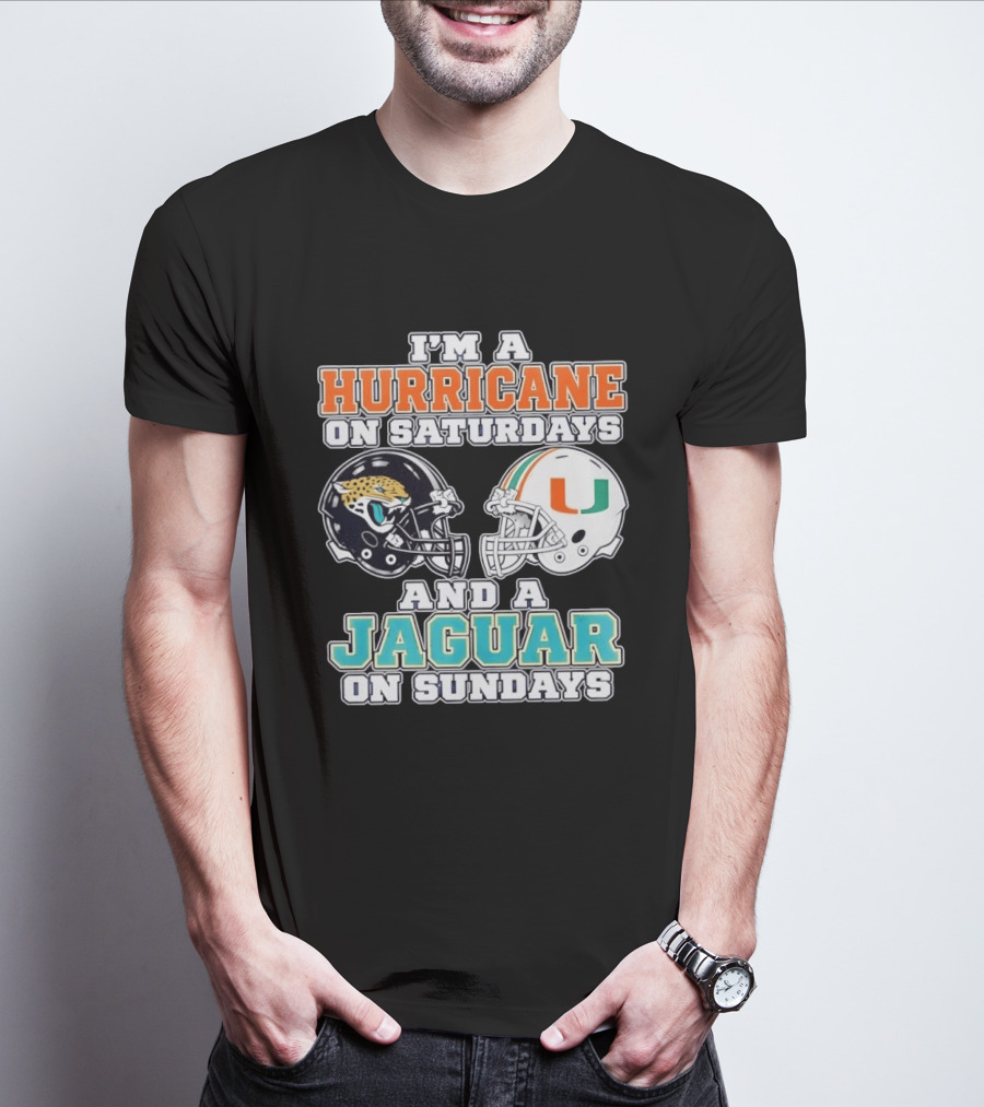 Hurricane Saturdays Jaguar Sundays Football Helmets T-Shirt