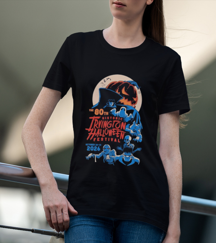 80th Historic Irvington Halloween Festival October 24 31 2026 Vintage Monsters T-Shirt