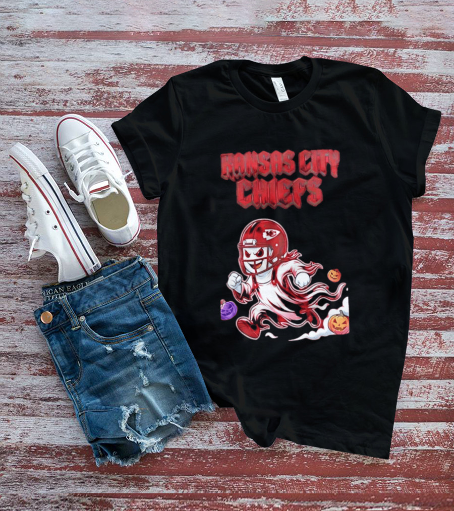 Kansas City Chiefs Halloween Ghost Football 2026 Spooky Pumpkins T-Shirt