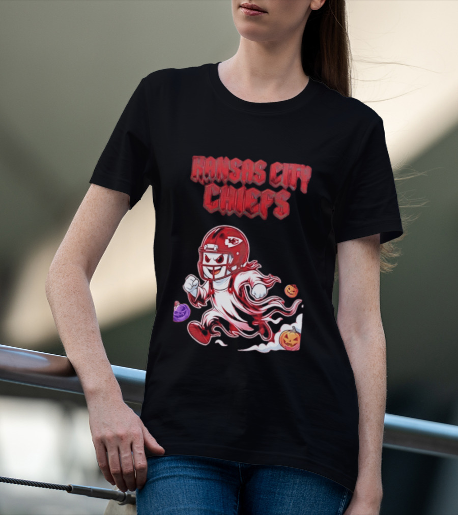Kansas City Chiefs Halloween Ghost Football 2026 Spooky Pumpkins T-Shirt