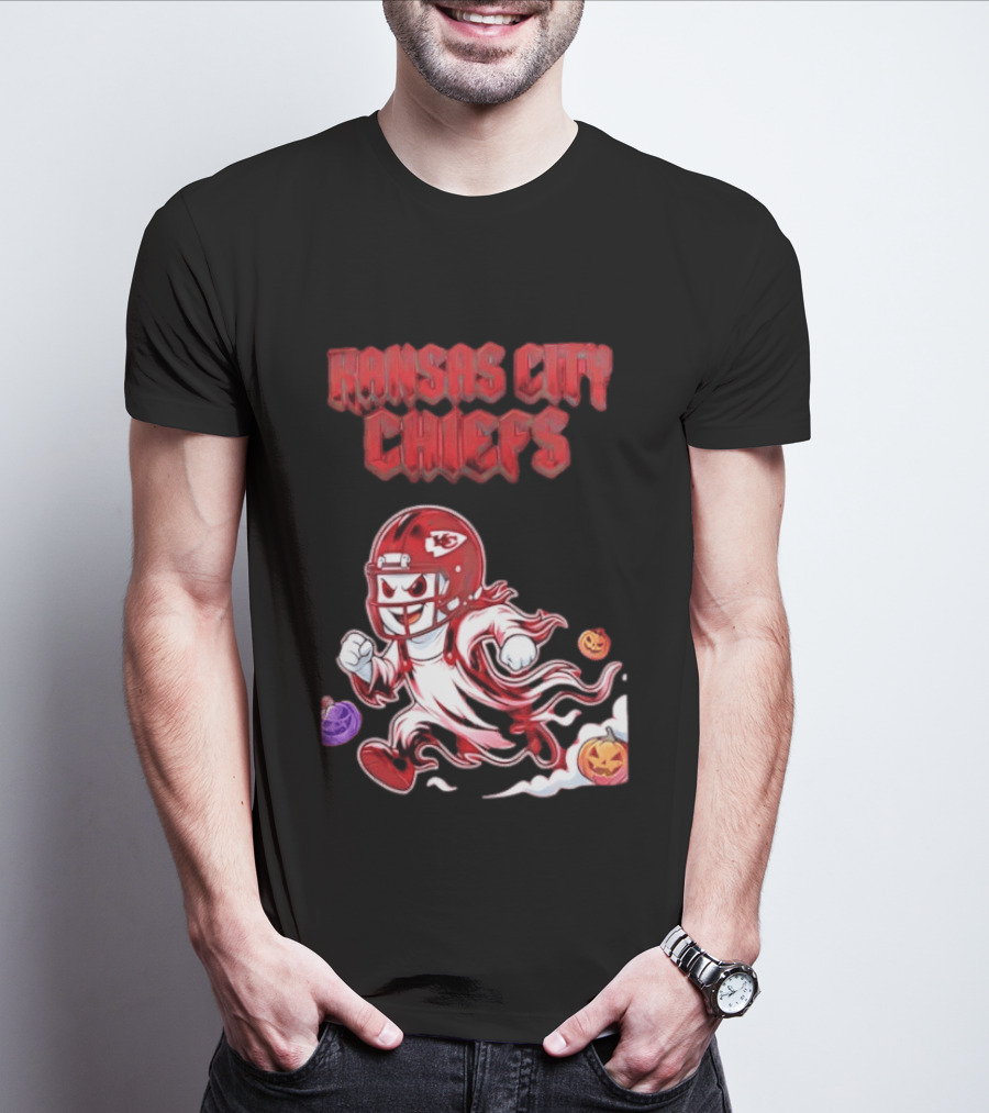Kansas City Chiefs Halloween Ghost Football 2026 Spooky Pumpkins T-Shirt