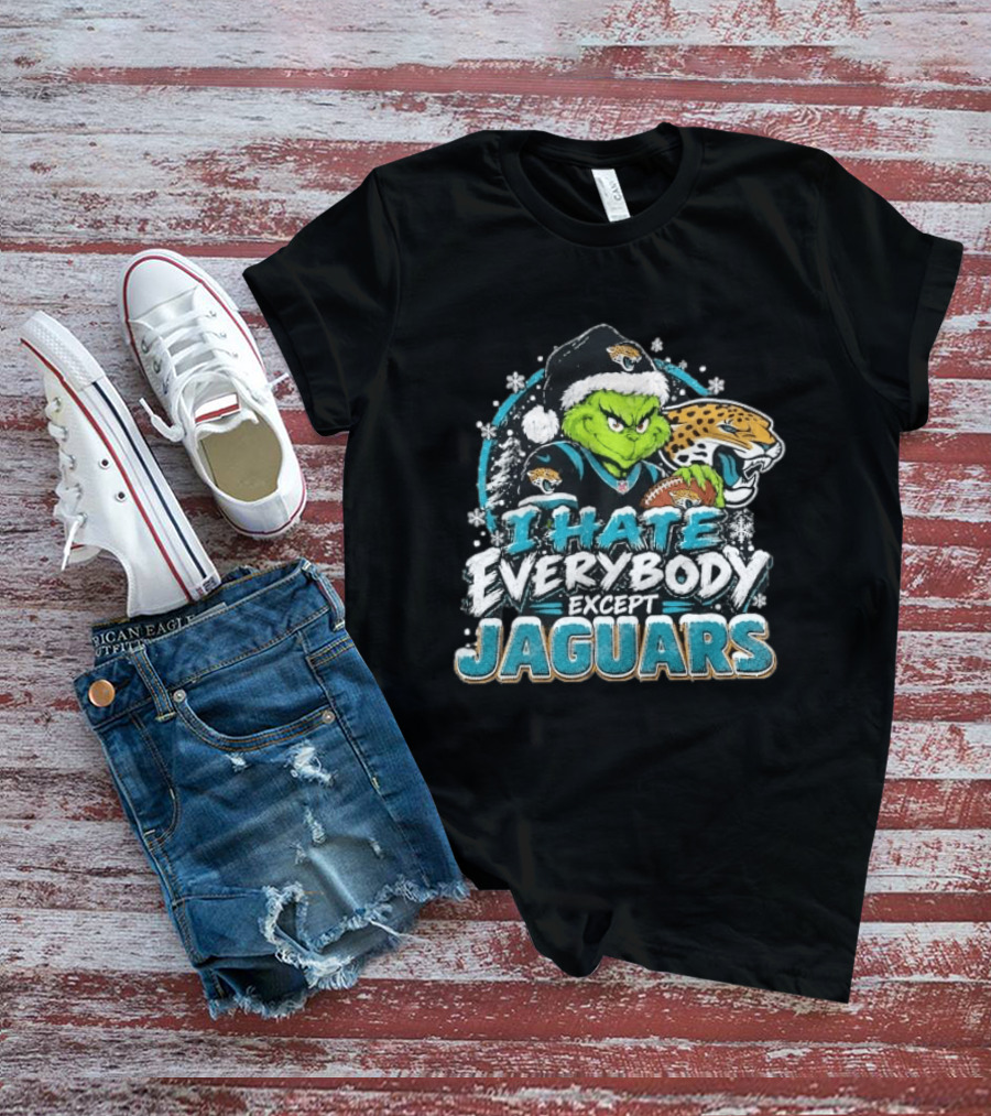 Original Jacksonville Jaguars Grinch I Hate Everybody Except Jaguars Fans Christmas Holiday T-Shirt