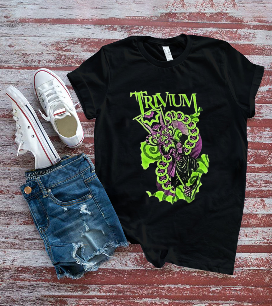 Trivium Australia Tour 2026 Neon Green Serpent Wizard T-Shirt
