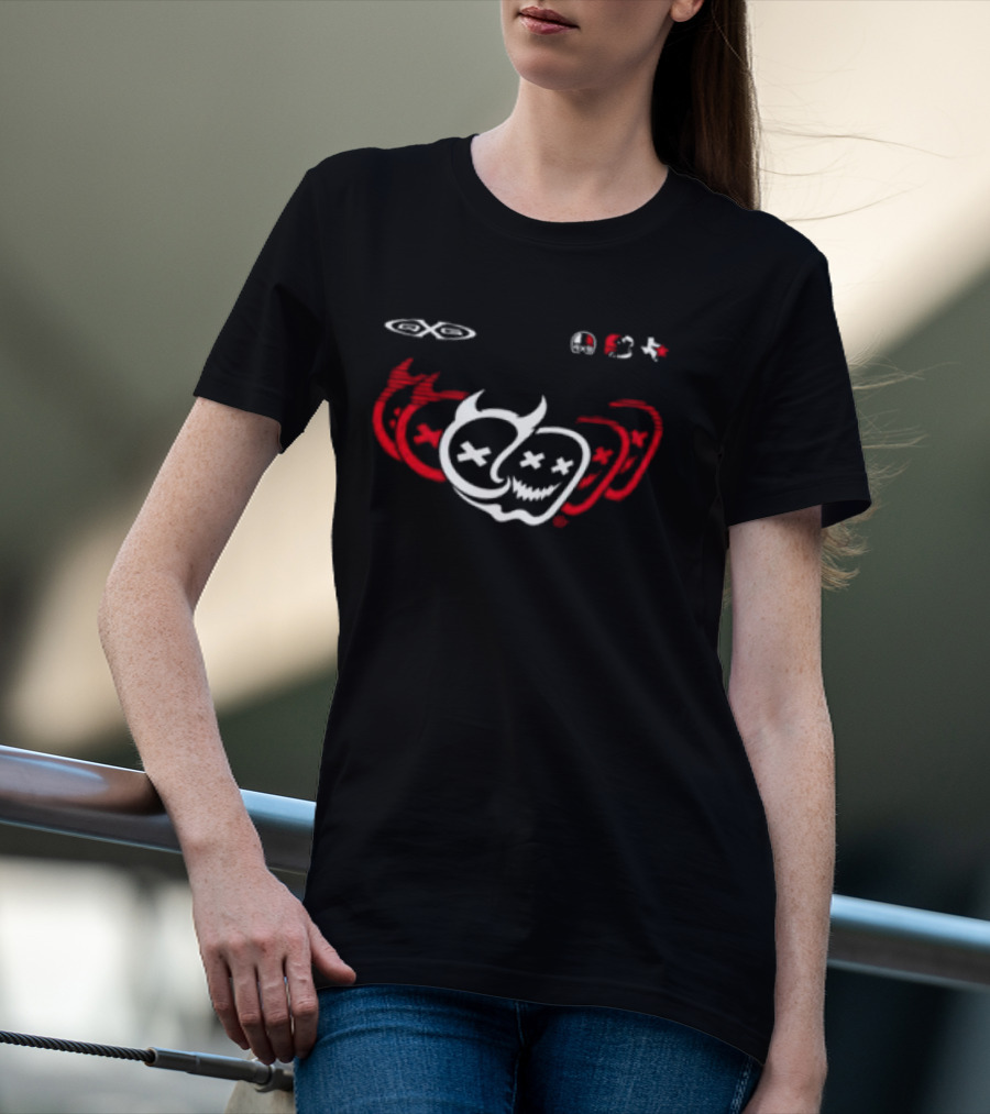 Quiet Racing Club Store Void Emojis Skulls Wings Red White T-Shirt