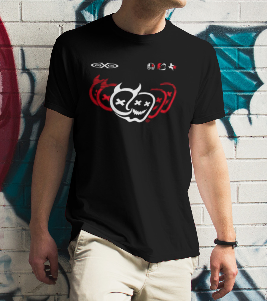 Quiet Racing Club Store Void Emojis Skulls Wings Red White T-Shirt