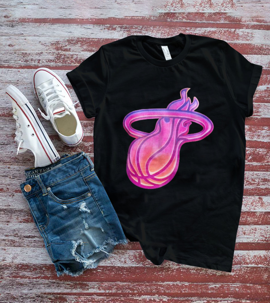 Miami Heat Court Culture Vice City Flaming Basketball T-Shirt