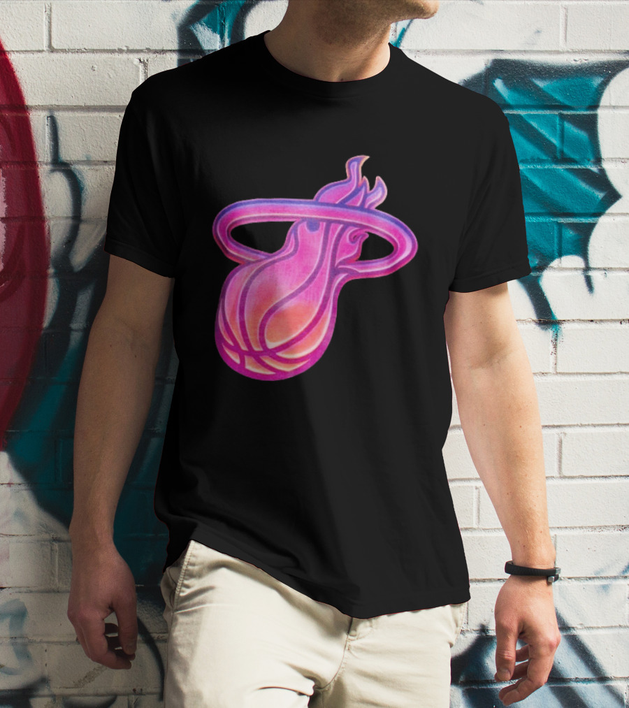 Miami Heat Court Culture Vice City Flaming Basketball T-Shirt