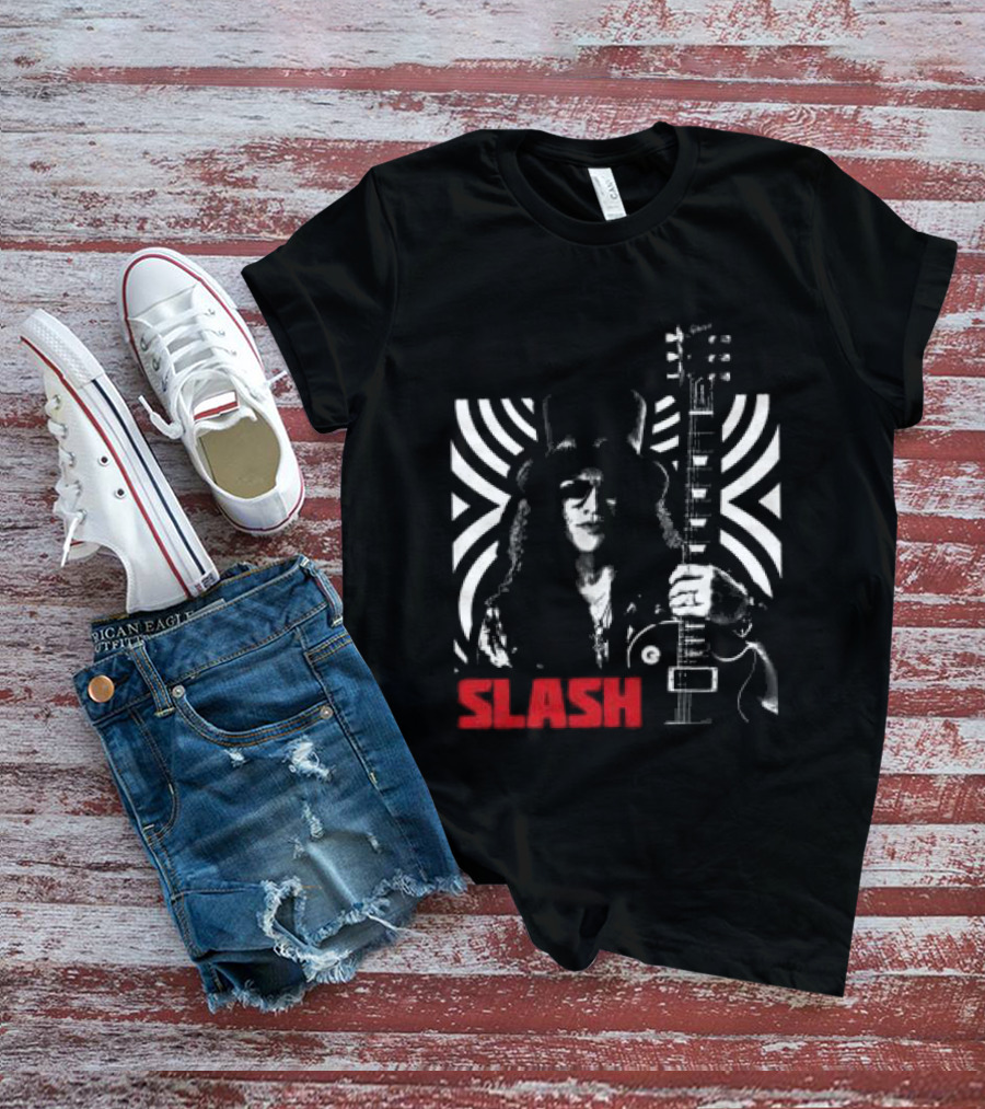 SLASH Iconic Guitarist And Guitar Bold Classic Rock T-Shirt