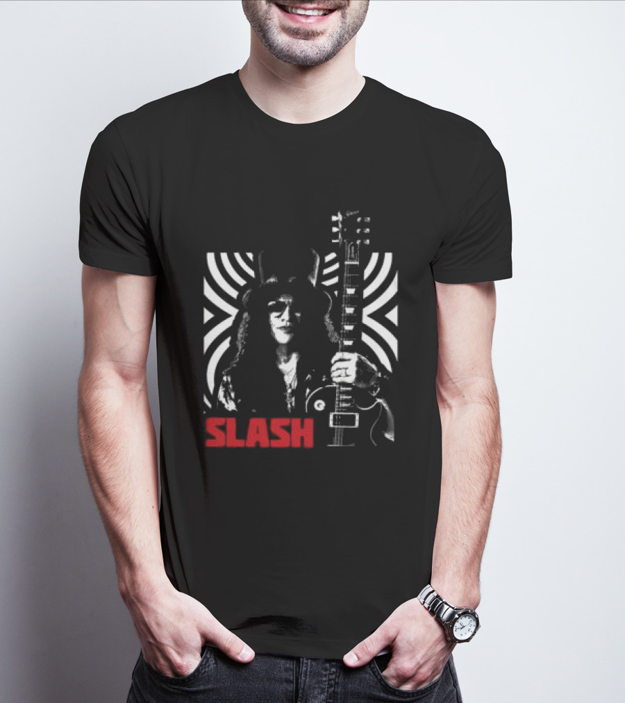 SLASH Iconic Guitarist And Guitar Bold Classic Rock T-Shirt