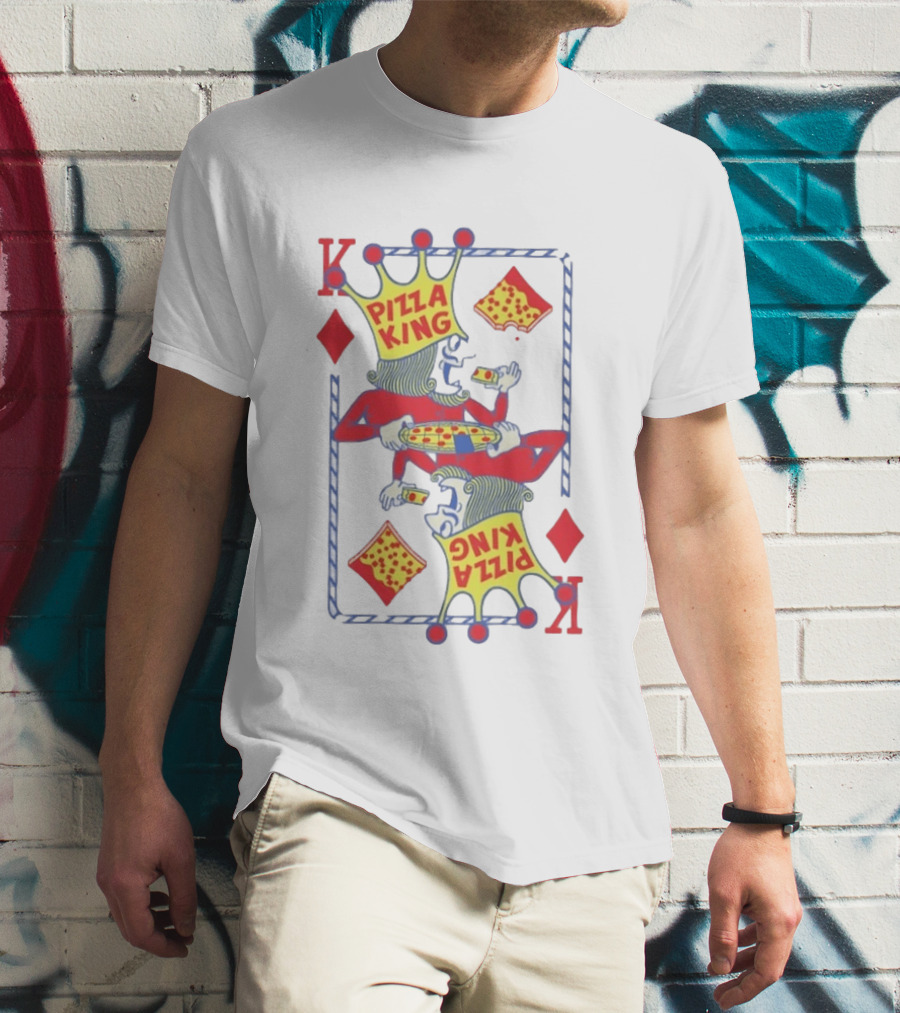 Pizza King Eating Pizza Playing Card K Diamonds T-Shirt
