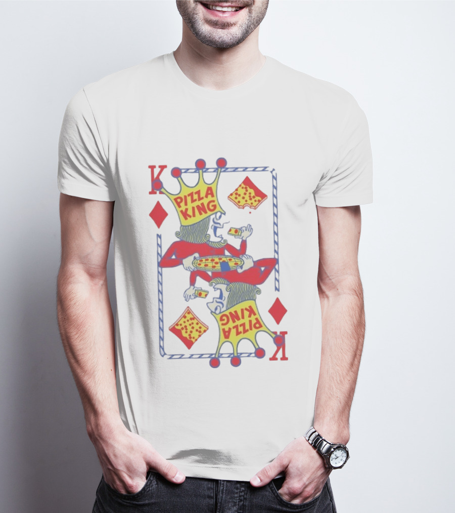 Pizza King Eating Pizza Playing Card K Diamonds T-Shirt