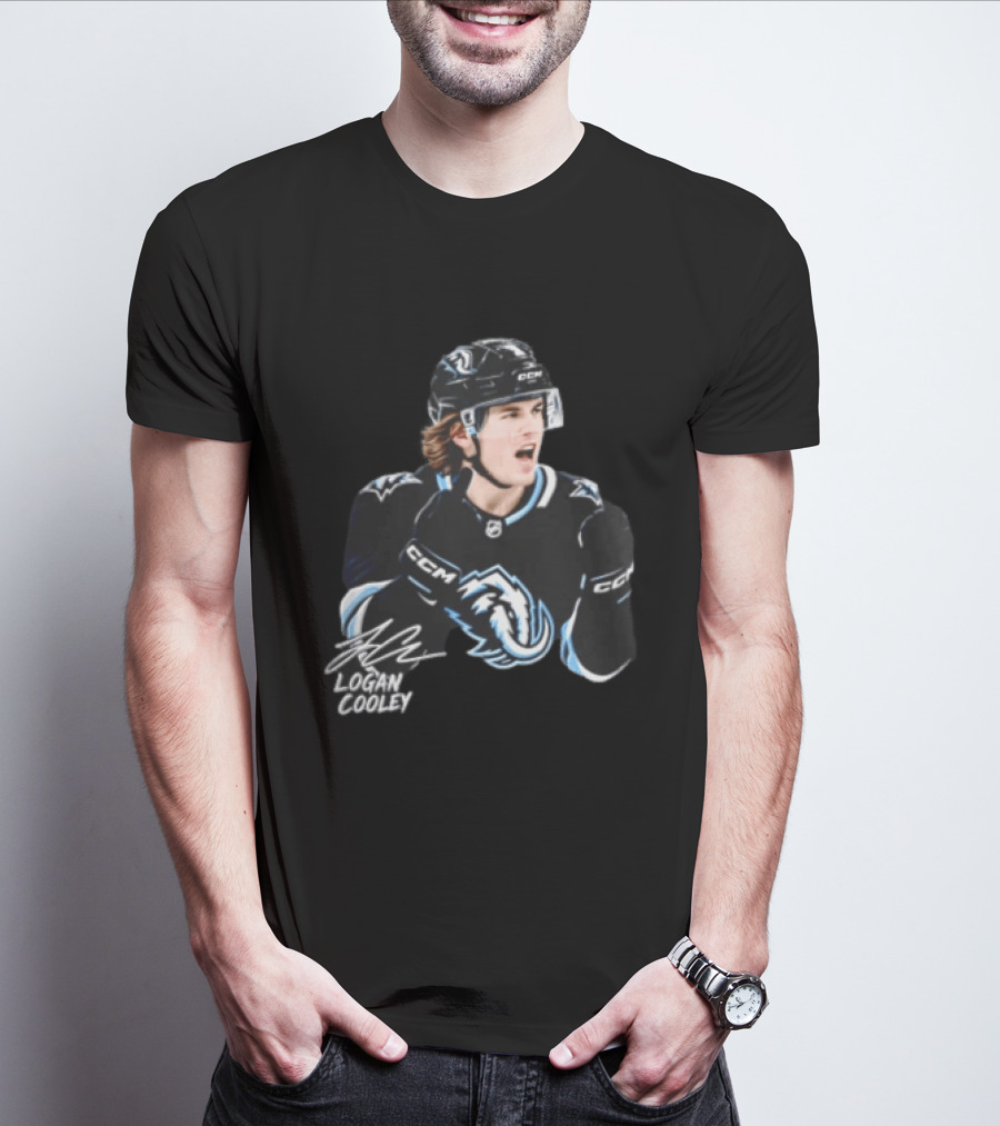 Arizona Coyotes Logan Cooley 92 Hockey Player Gesture CCM Jersey T-Shirt