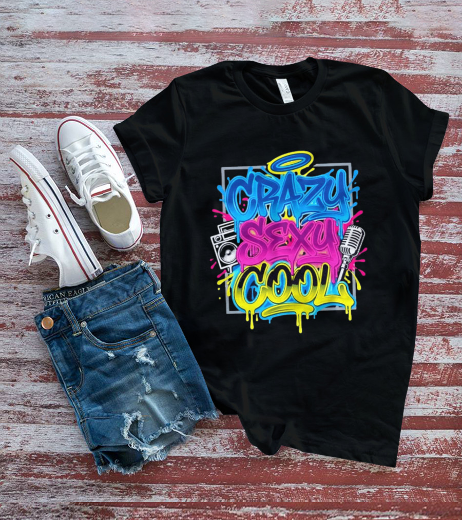 Crazy Sexy Cool Graffiti Boombox Microphone 90s R&B T-Shirt