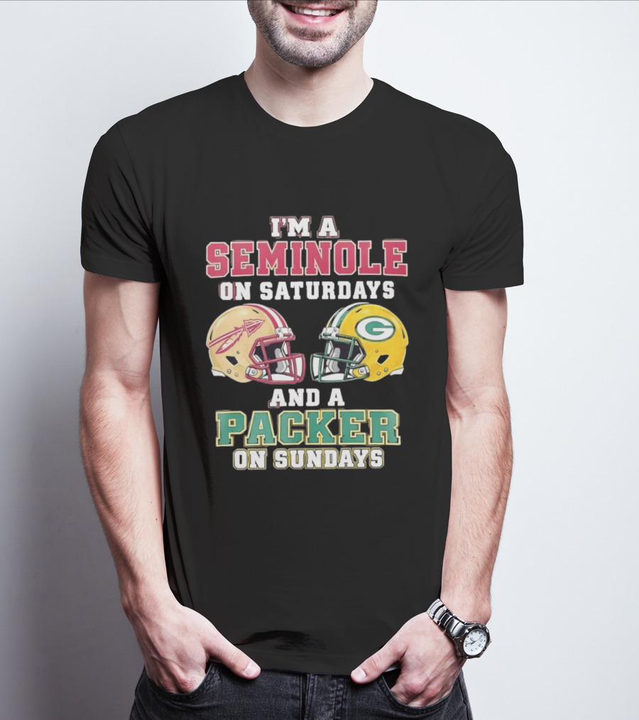 I'm A Seminole On Saturdays And A Packer On Sundays Helmet Team Spirit T-Shirt