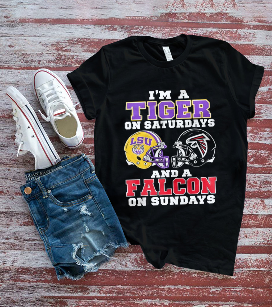I'm A Tiger On Saturdays LSU Tigers And A Falcon On Sundays Atlanta Falcons T-Shirt