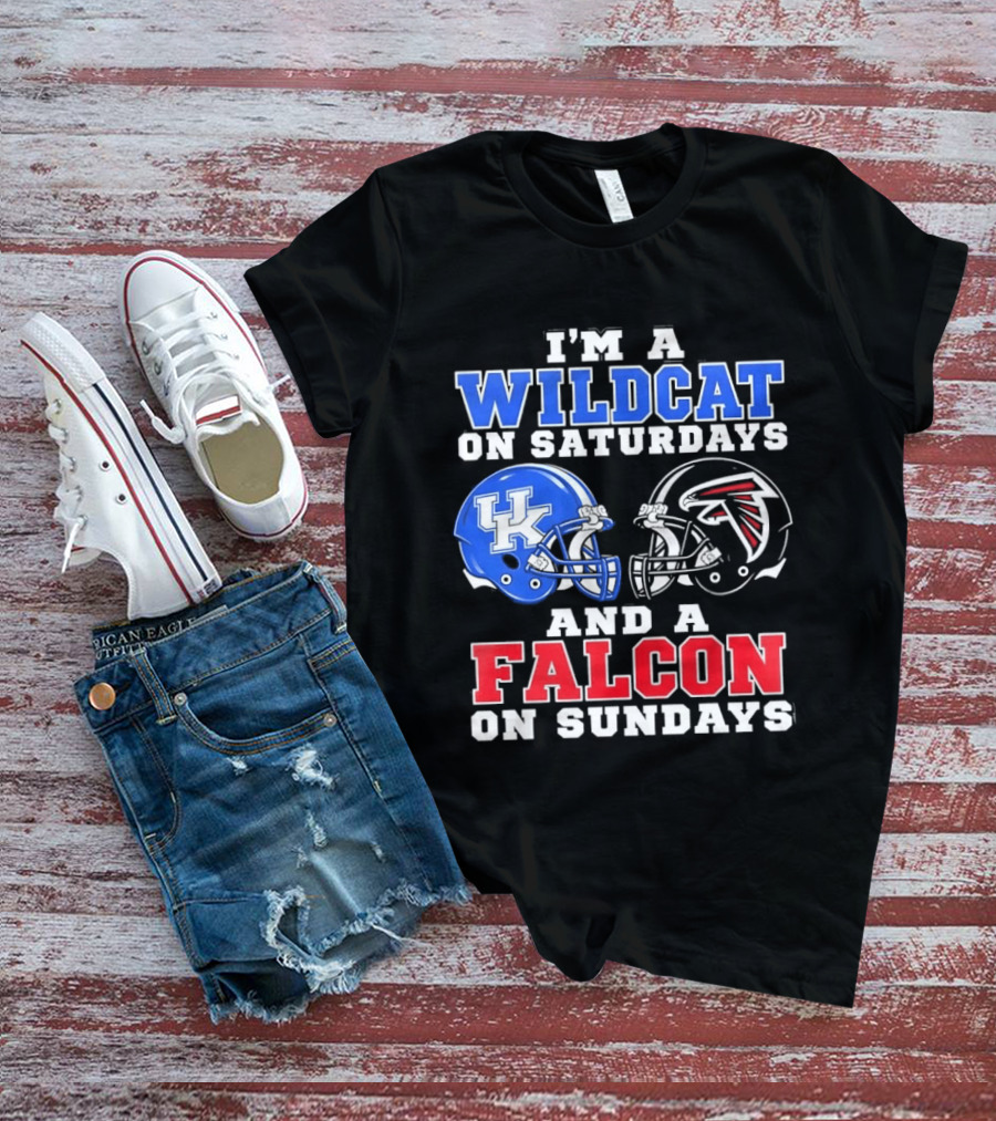 I'm A Wildcat On Saturdays And A Falcon On Sundays Kentucky And Atlanta Football Fan Gear T-Shirt