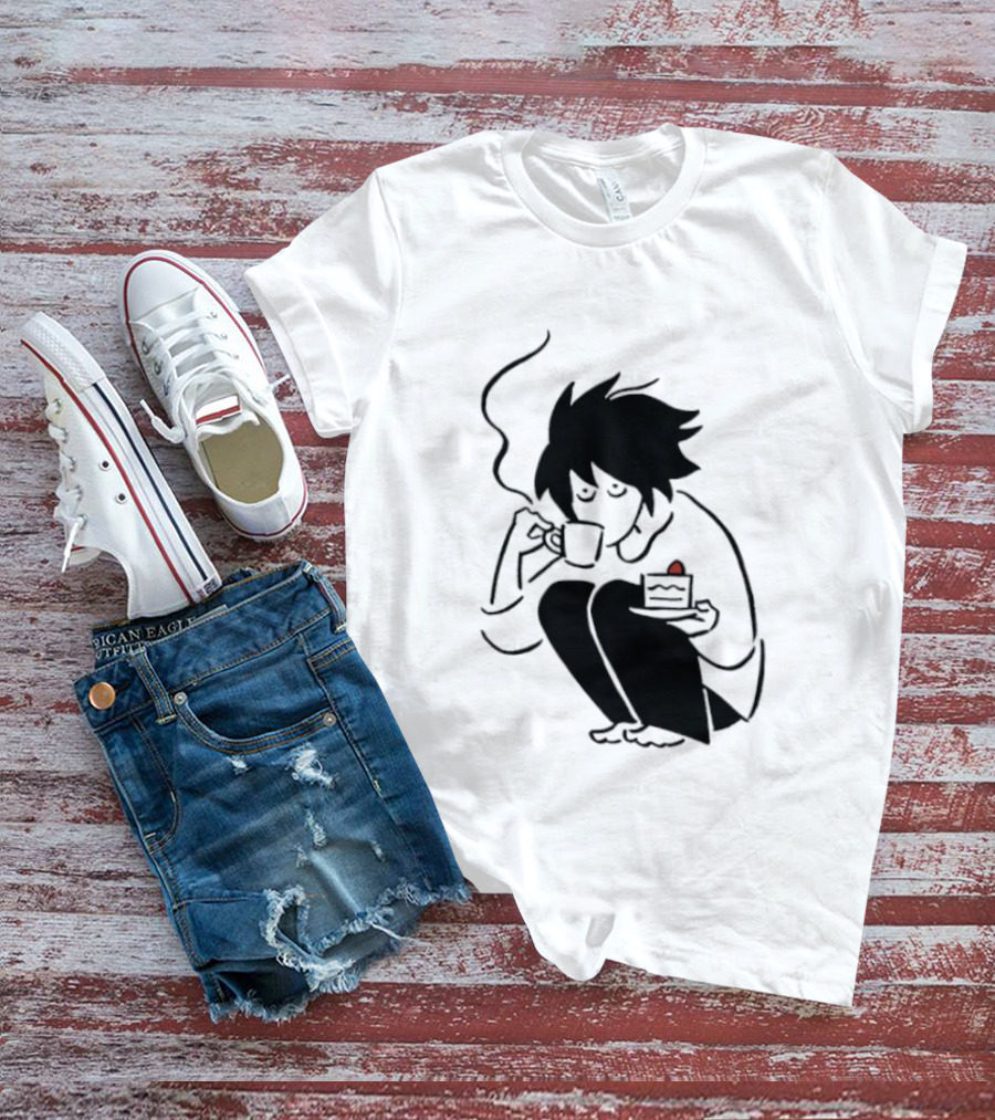 Death Note L Coffee And Strawberry Cake Scene T-Shirt