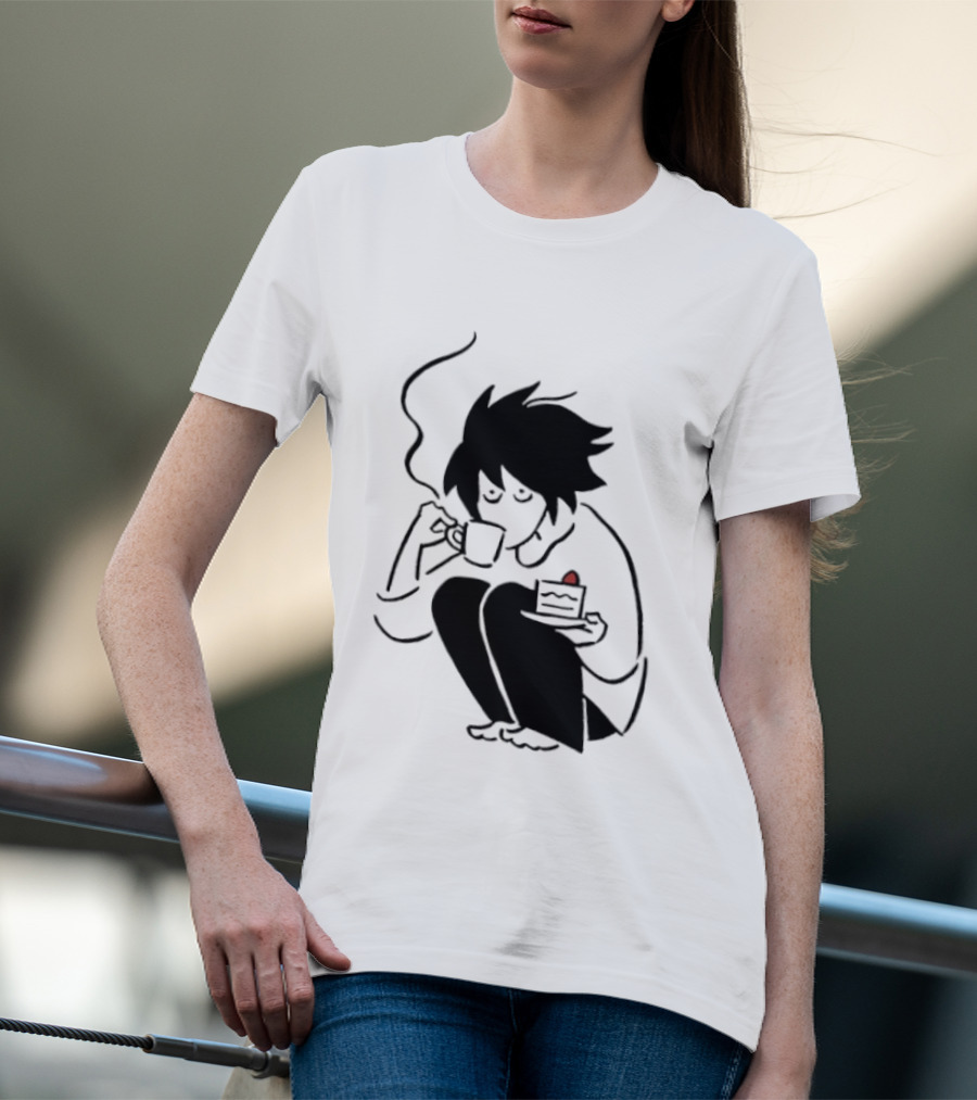Death Note L Coffee And Strawberry Cake Scene T-Shirt