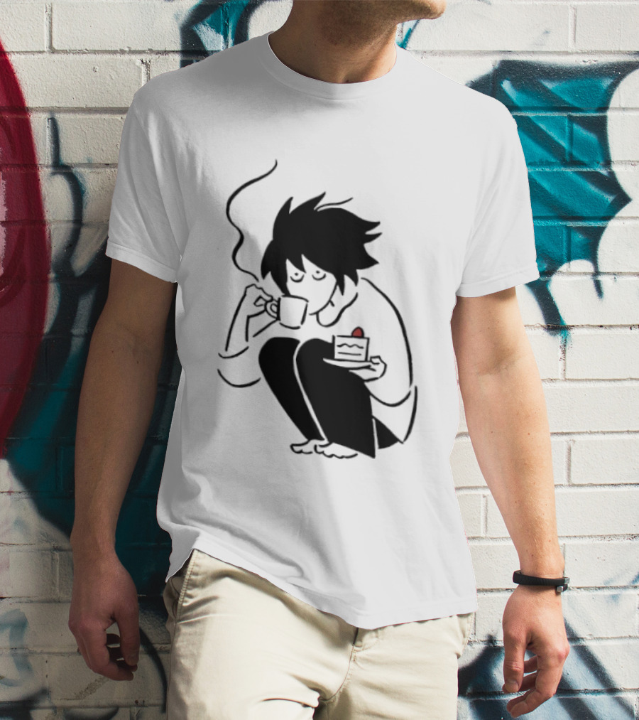 Death Note L Coffee And Strawberry Cake Scene T-Shirt