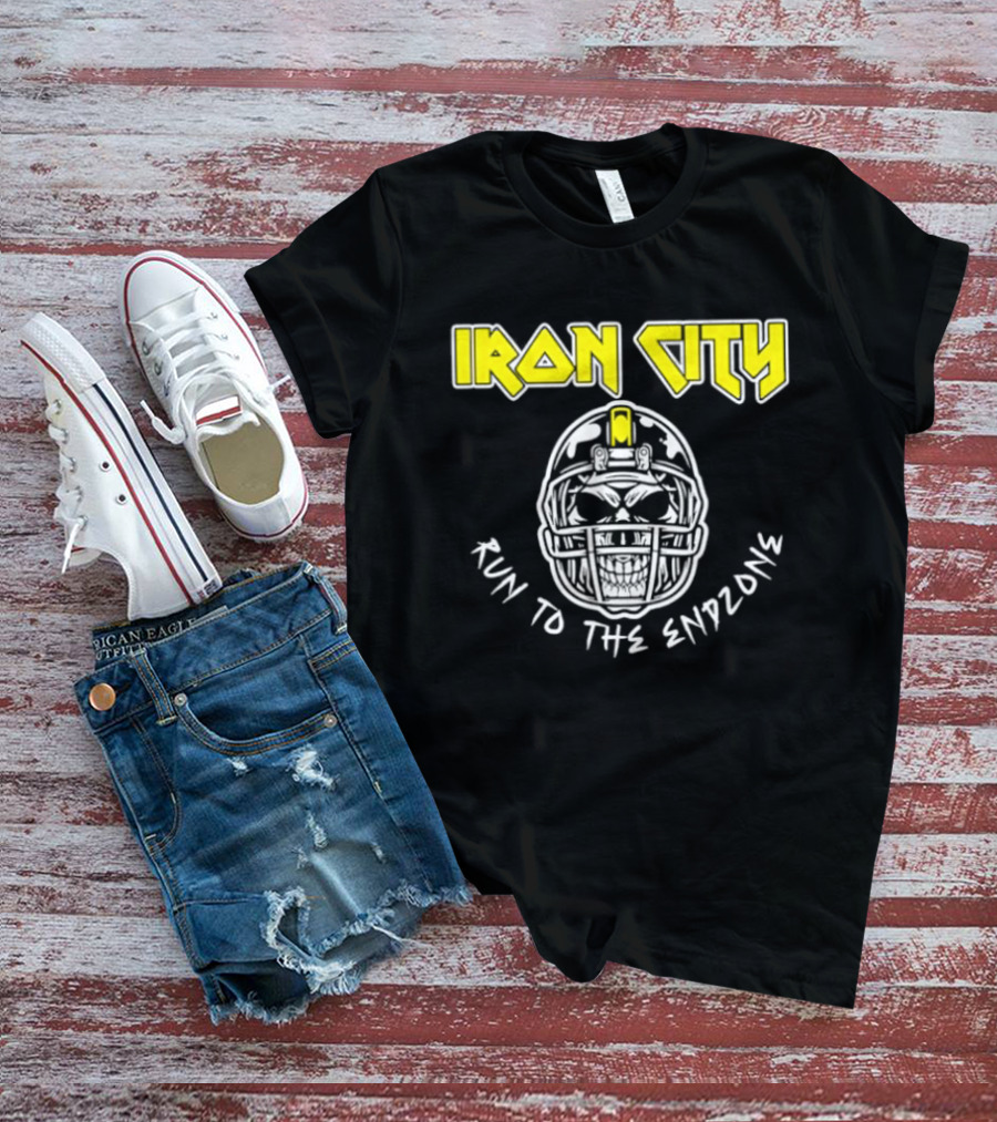Iron City Run To The Endzone Skull Helmet T-Shirt