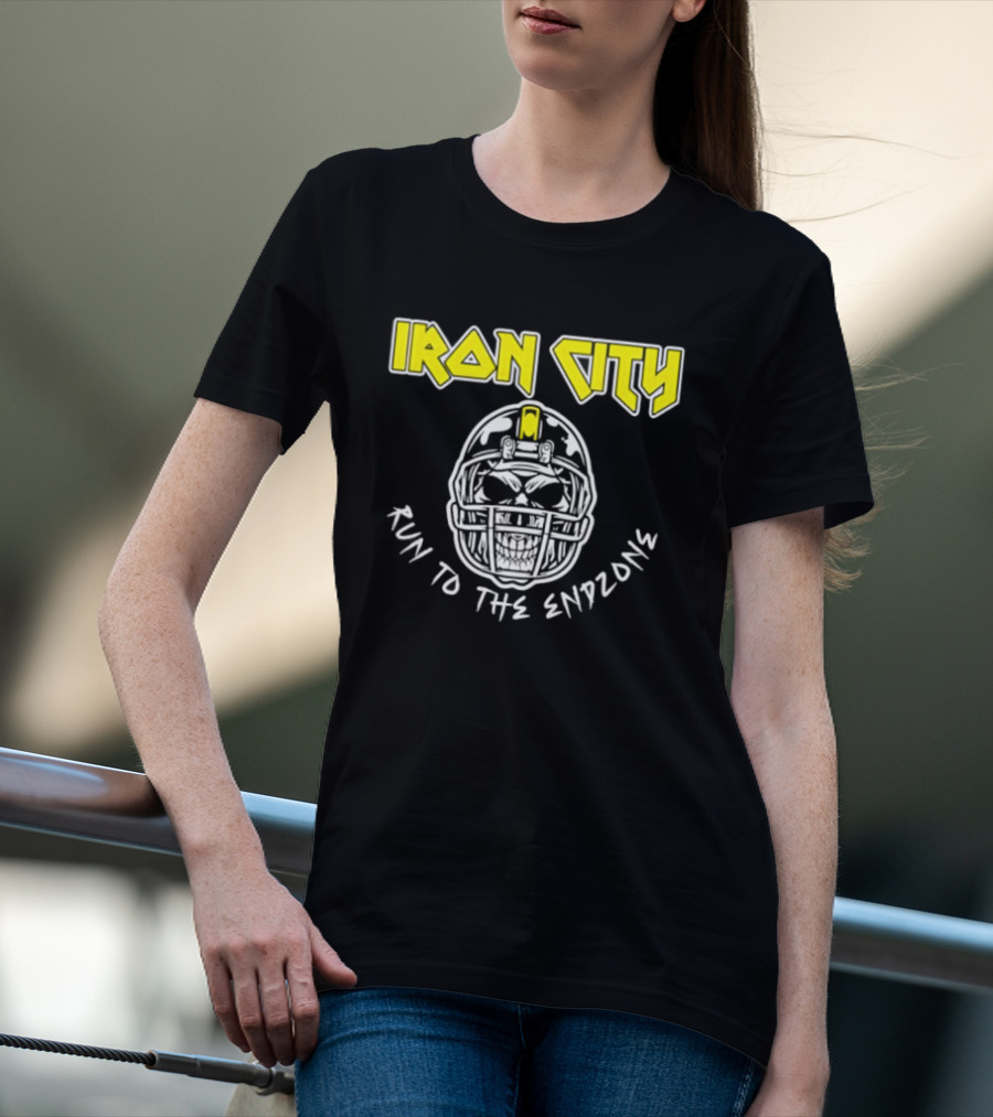 Iron City Run To The Endzone Skull Helmet T-Shirt