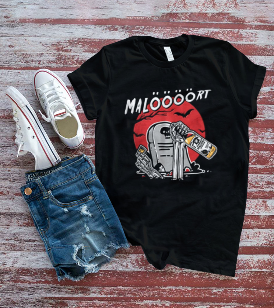 Jeppsons Malort Maloooort Skeleton Tombstone Liquor Pouring Scene T-Shirt