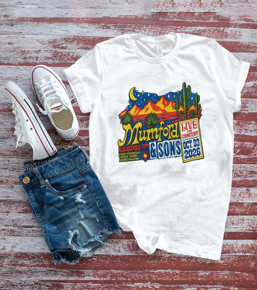 Mumford & Sons Albuquerque NM Live In Concert Oct 03 2026 First Financial Credit Union Amphitheatre T-Shirt