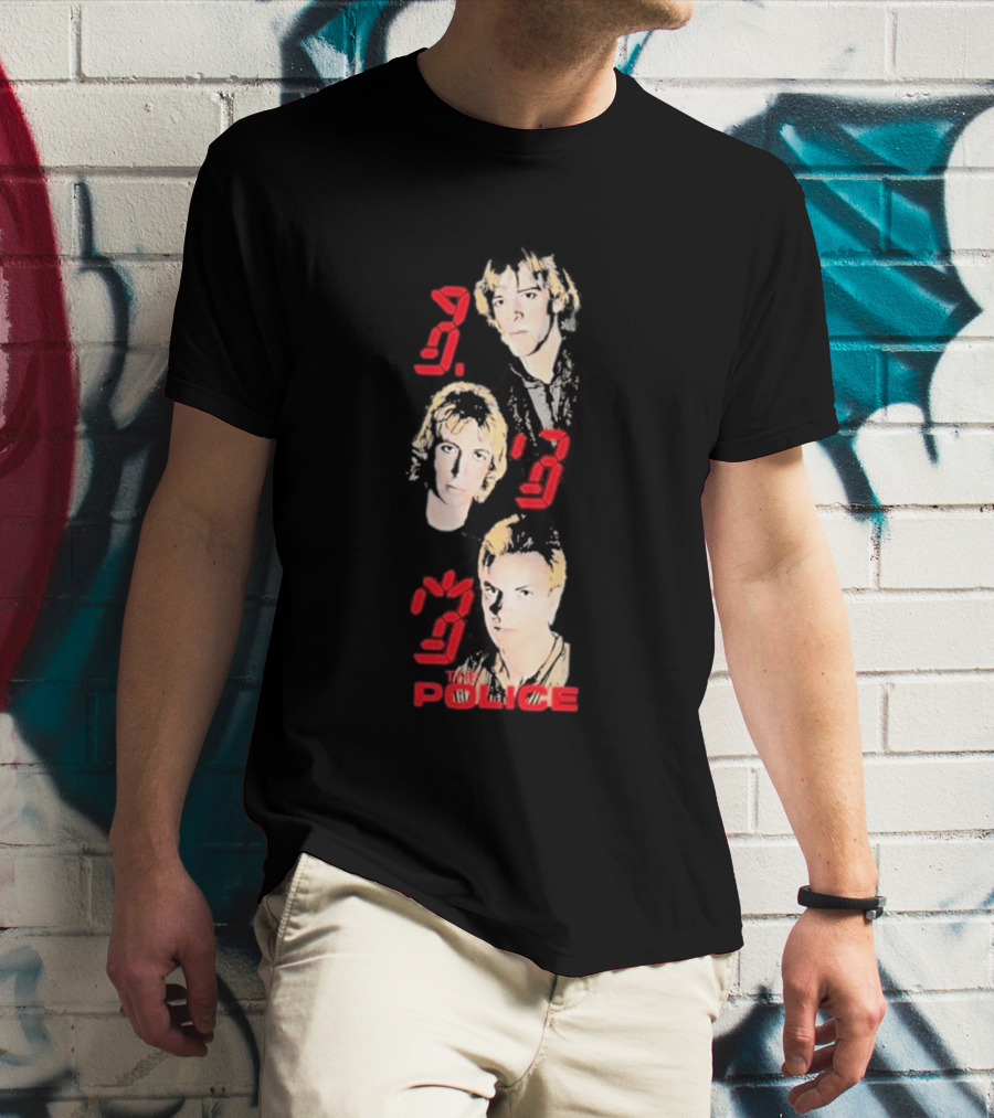 The Police Ghost In The Machine 45th Anniversary Faces Red Digital Numbers T-Shirt