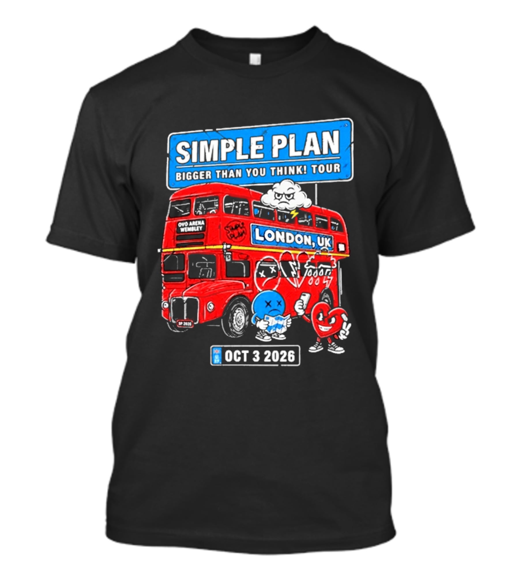 Simple Plan Bigger Than You Think Tour London UK Double Decker Oct 3 2026 T-Shirt