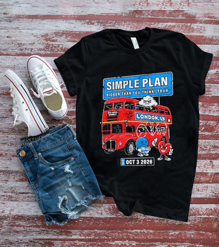 Simple Plan Bigger Than You Think Tour London UK Double Decker Oct 3 2026 T-Shirt