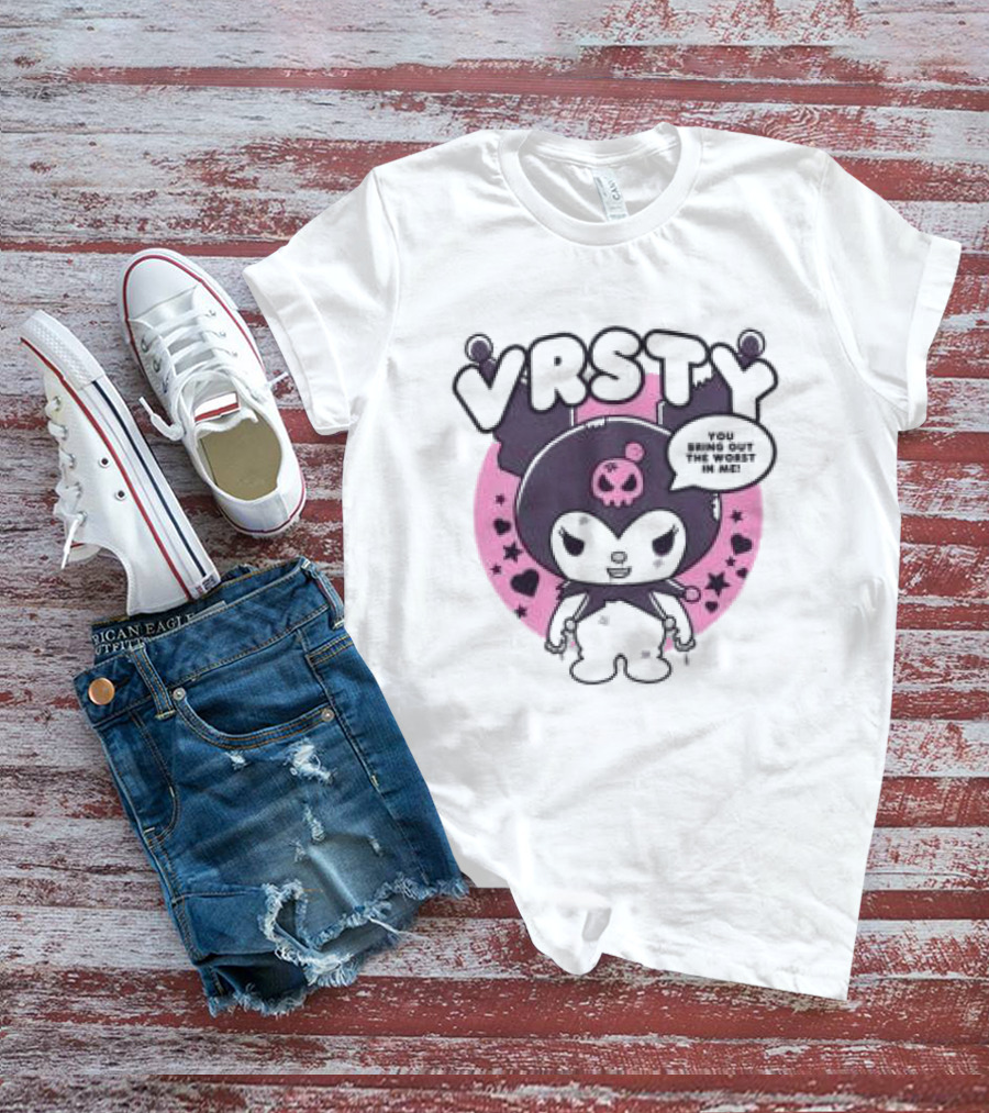VRSTY Brawler Skull Jester Pink Circle Stars T-Shirt