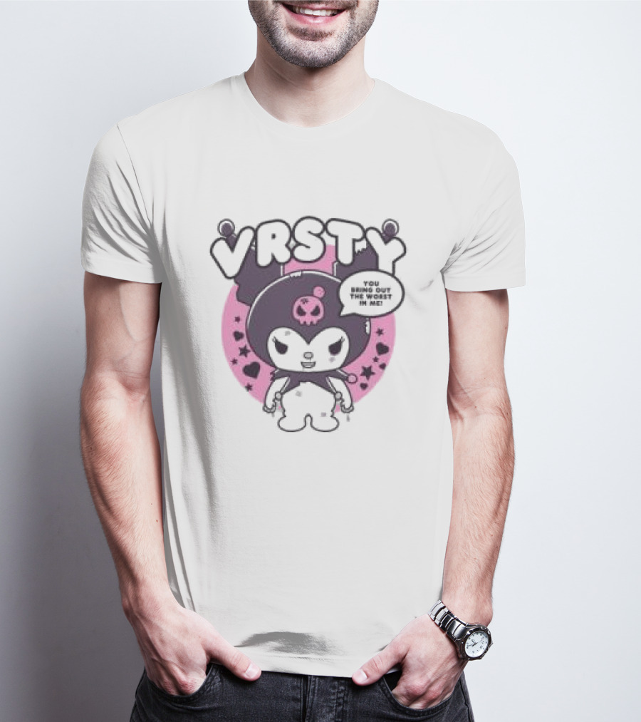 VRSTY Brawler Skull Jester Pink Circle Stars T-Shirt