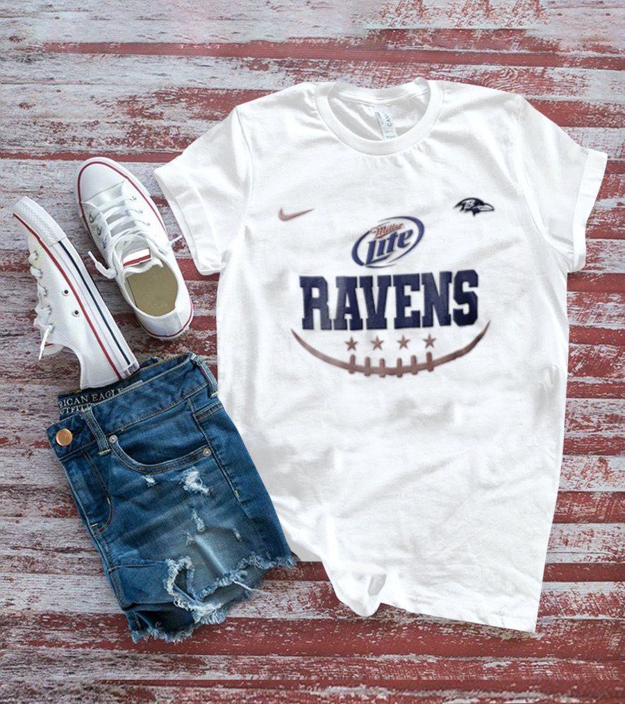 Miller Lite Ravens Nike Baltimore Football Stars T-Shirt