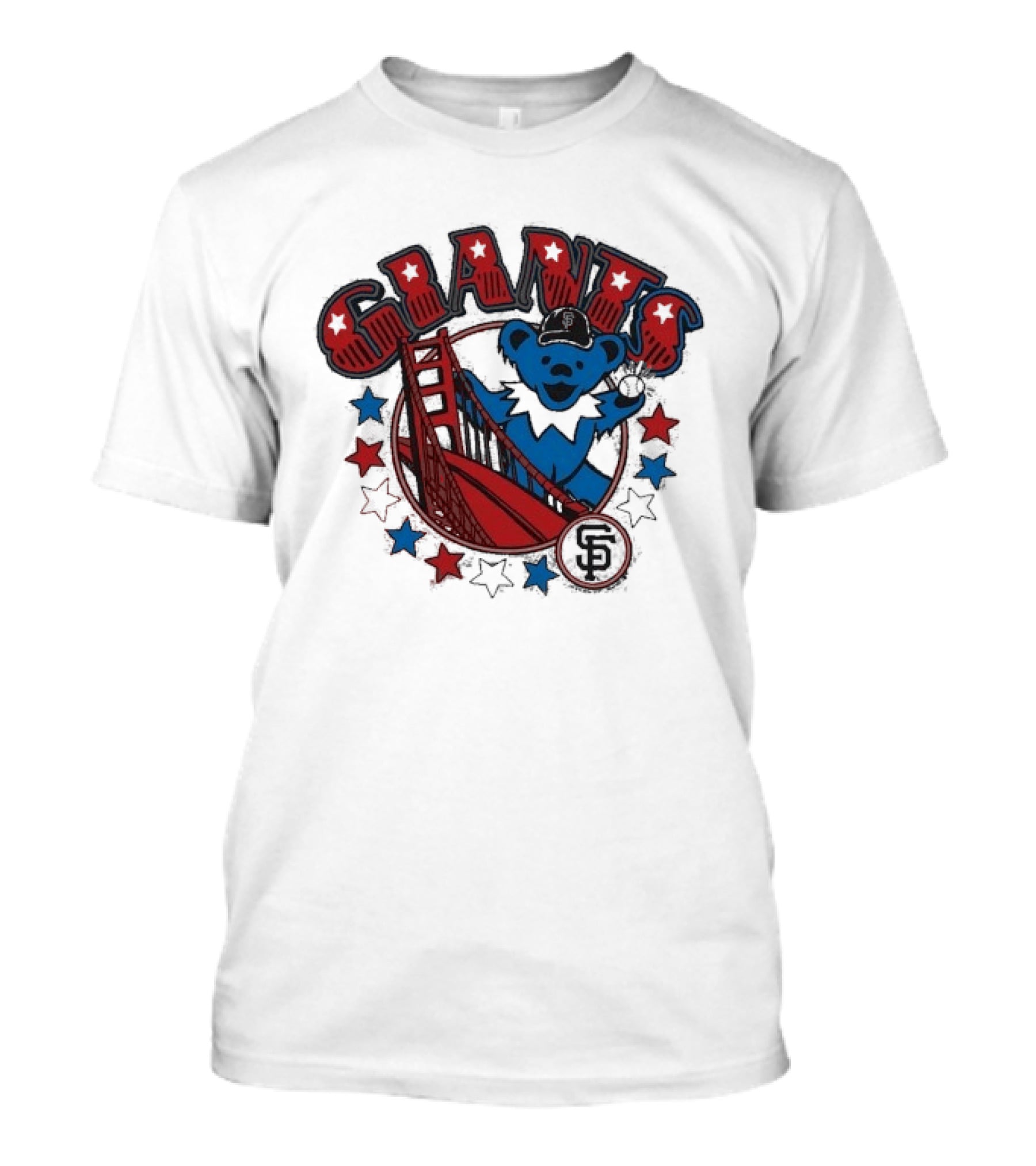 Grateful Dead Giants Bear San Francisco Bridge Retro Stars T-Shirt