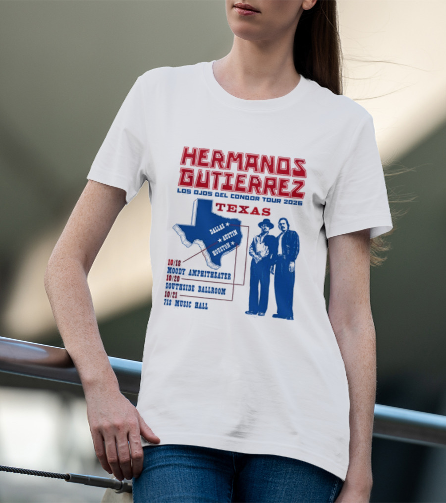 Hermanos Gutierrez Texas Los Ojos Condor Tour Dates October 18 Austin 20 Houston 21 Dallas 2026 T-Shirt
