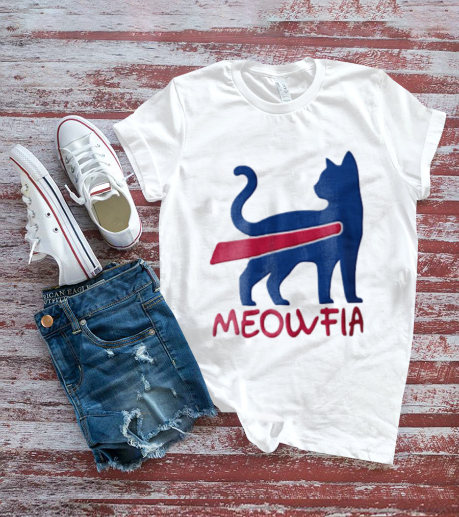 Meowfia Blue Cat Red T-Shirt
