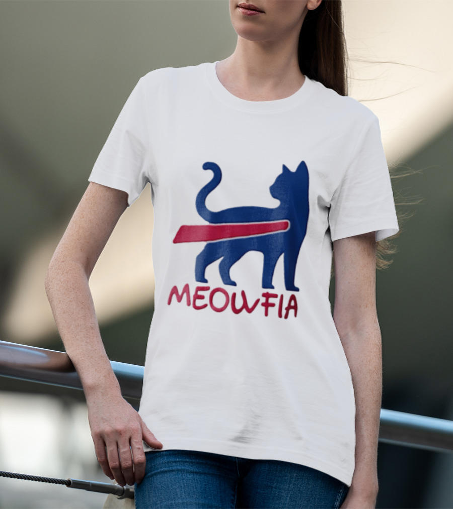 Meowfia Blue Cat Red T-Shirt