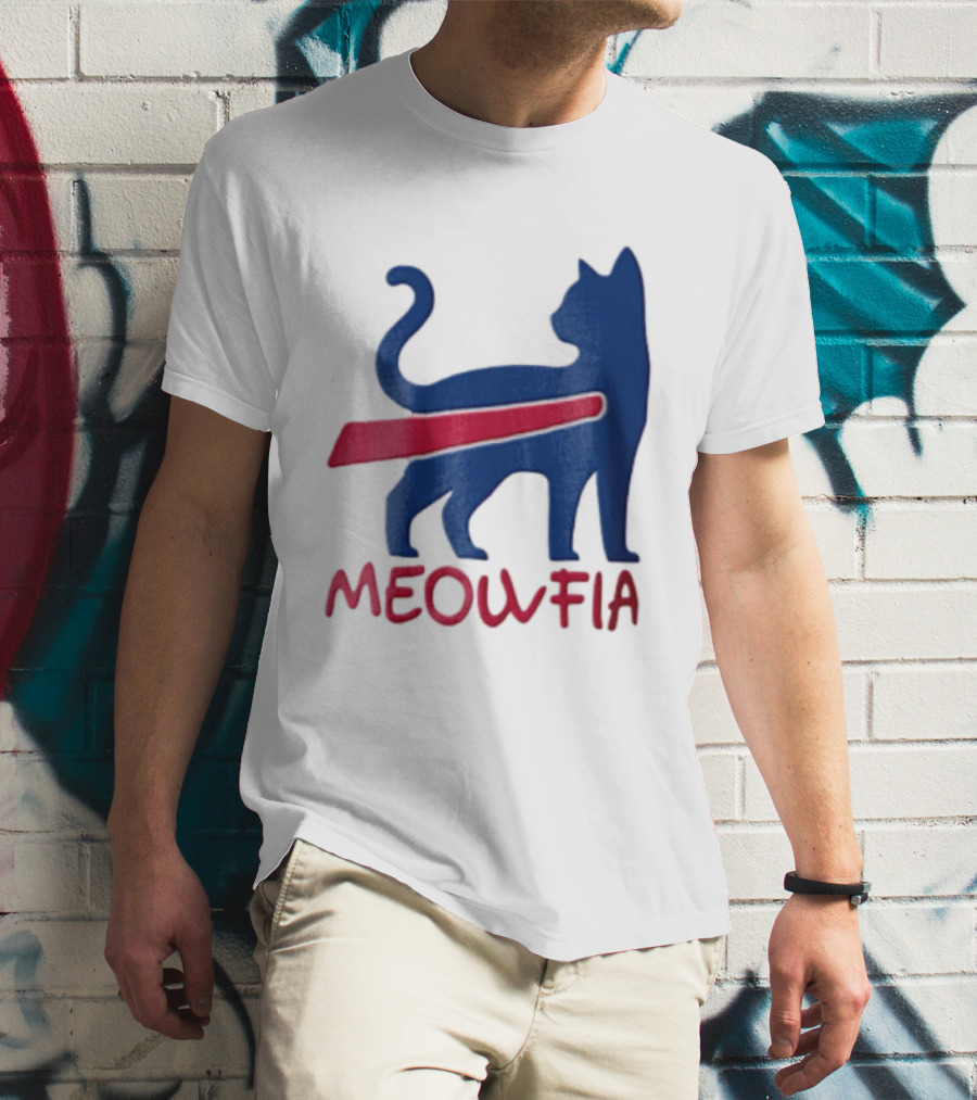 Meowfia Blue Cat Red T-Shirt