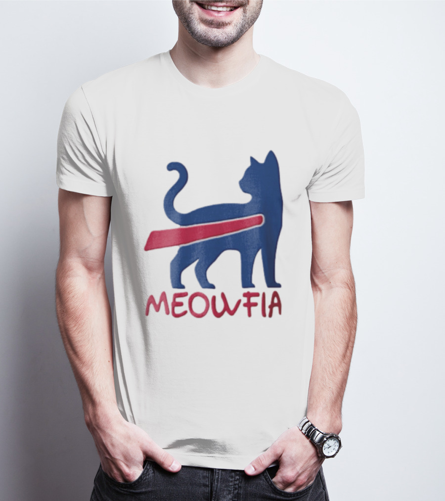 Meowfia Blue Cat Red T-Shirt