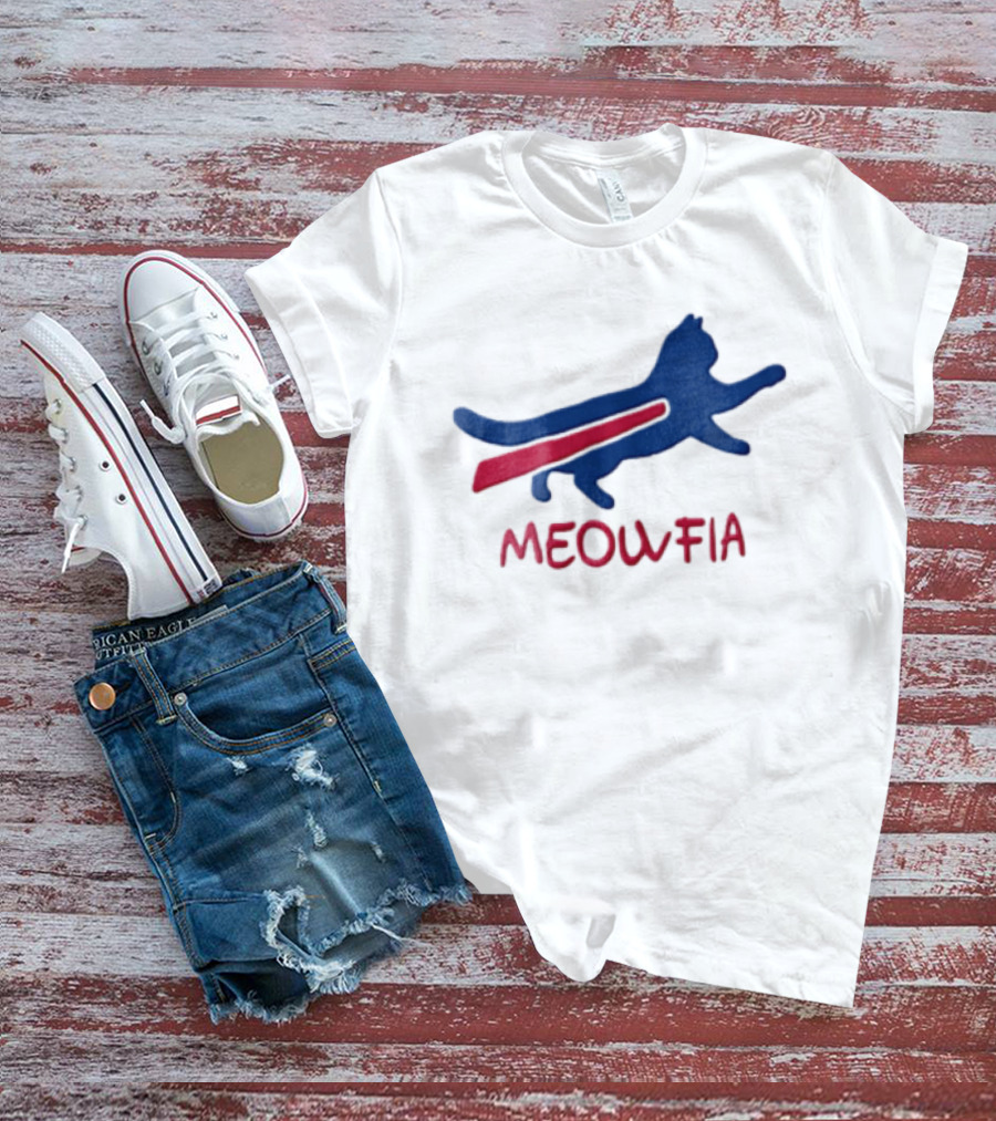 Meowfia Blue Cat Red T-Shirt