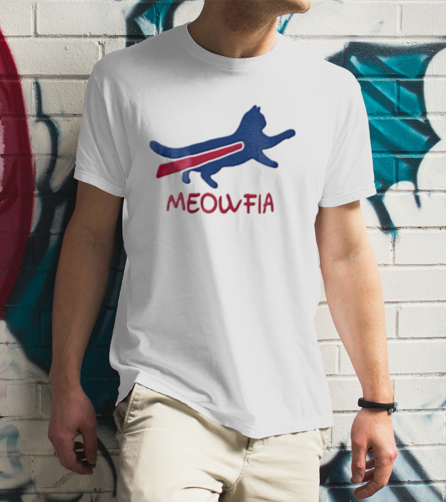 Meowfia Blue Cat Red T-Shirt