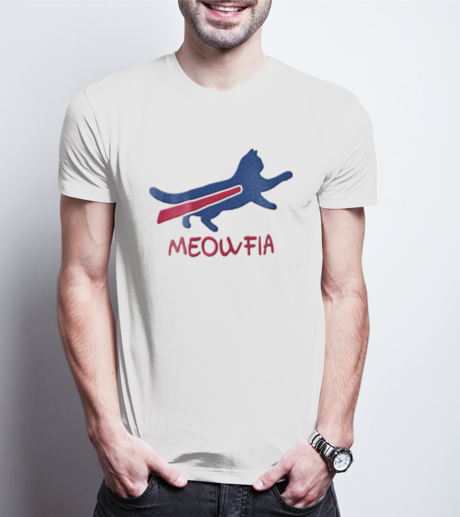 Meowfia Blue Cat Red T-Shirt