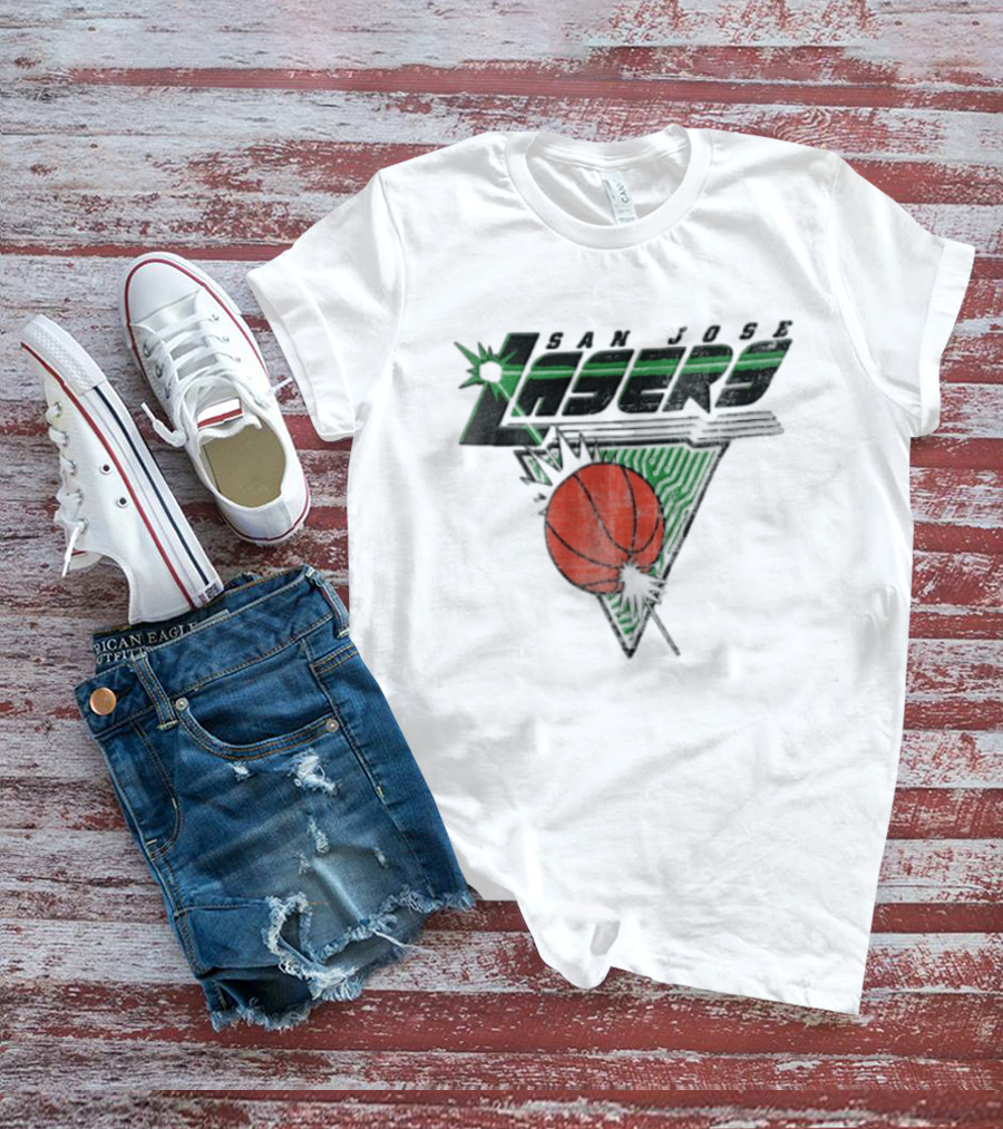 San Jose Lasers Basketball Green Circuit Triangle T-Shirt