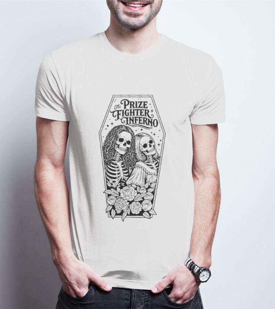 The Prize Fighter Inferno Skeleton Lovers At Neverender Floral Coffin T-Shirt