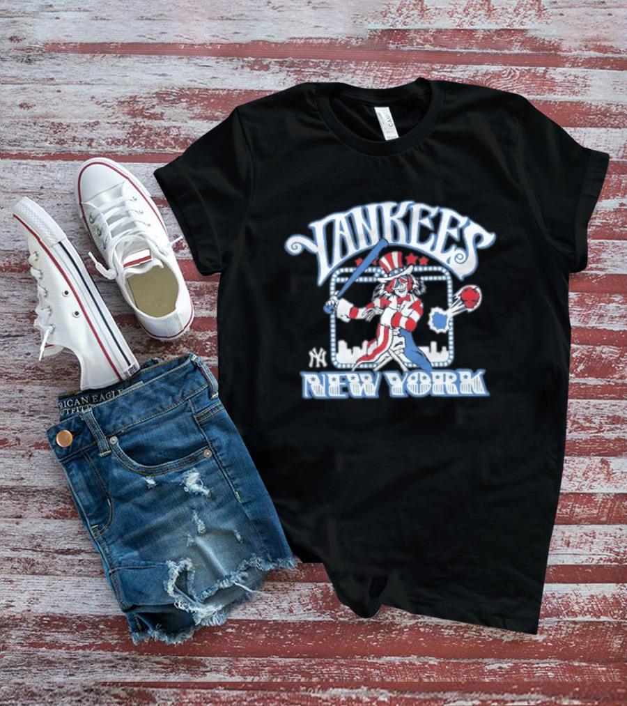 Yankees New York Grateful Dead Skeleton Patriotic Baseball T-Shirt