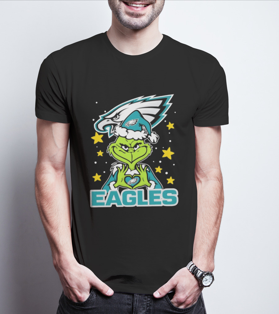 Philadelphia Eagles Christmas Grinch Heart Love T-Shirt