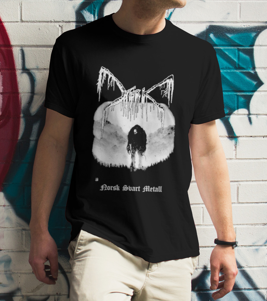 Mork Norsk Sbart Metal Skull Bat T-Shirt