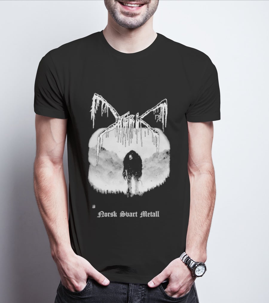 Mork Norsk Sbart Metal Skull Bat T-Shirt
